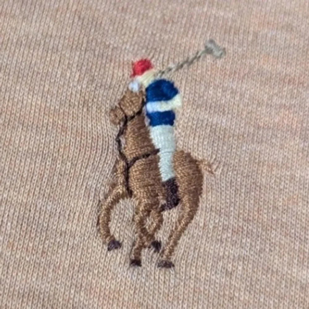 Polo Ralph Lauren Mens Medium Classic Fit Long Sleeve Polo Shirt Tan Flesh Pony